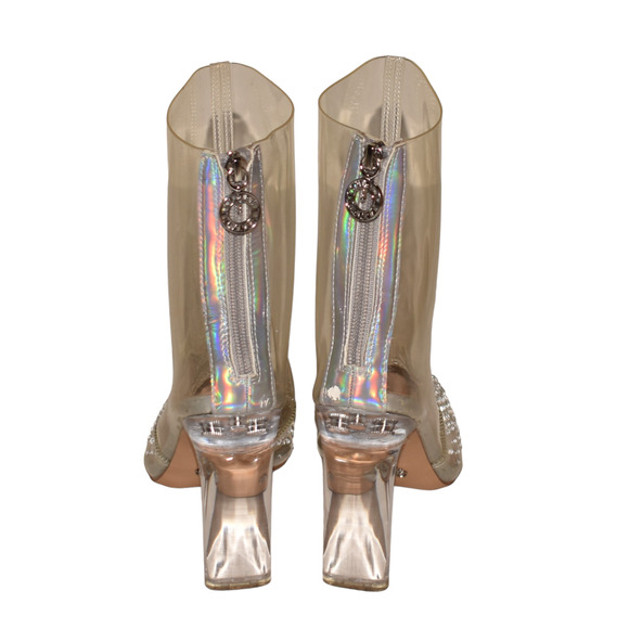 DISNEY X ALDO $150 Cinderella Strike Twelve Clear Rhinestone Bootie‎ Size 8.5 - Picture 5 of 9